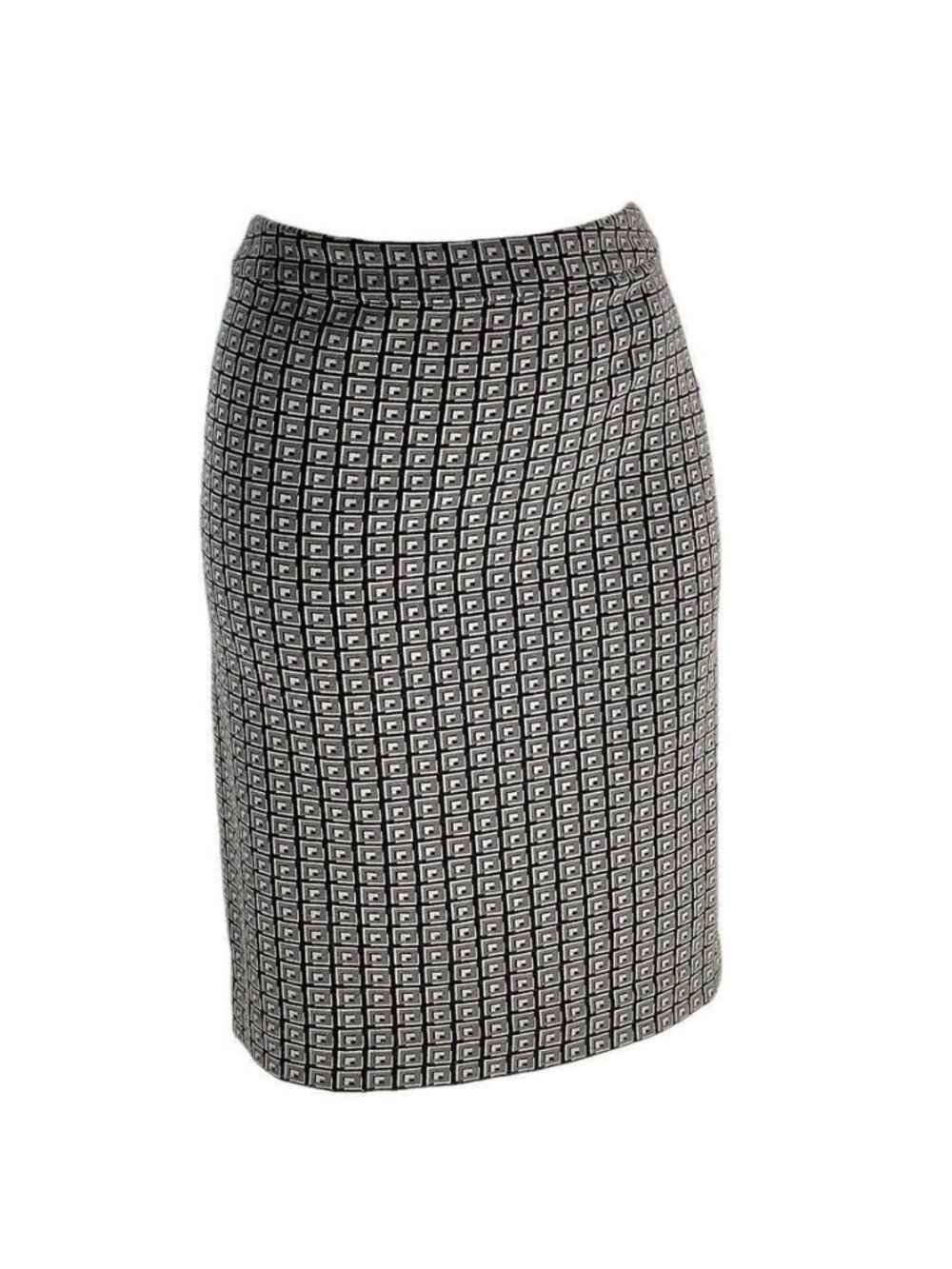 Womens Halogen Black & White Square Pattern Pencil Skirt Size M